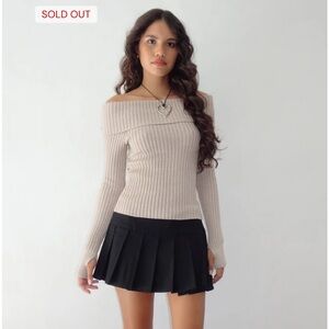 Motel Rocks Off-Shoulder Ribbed Sweater